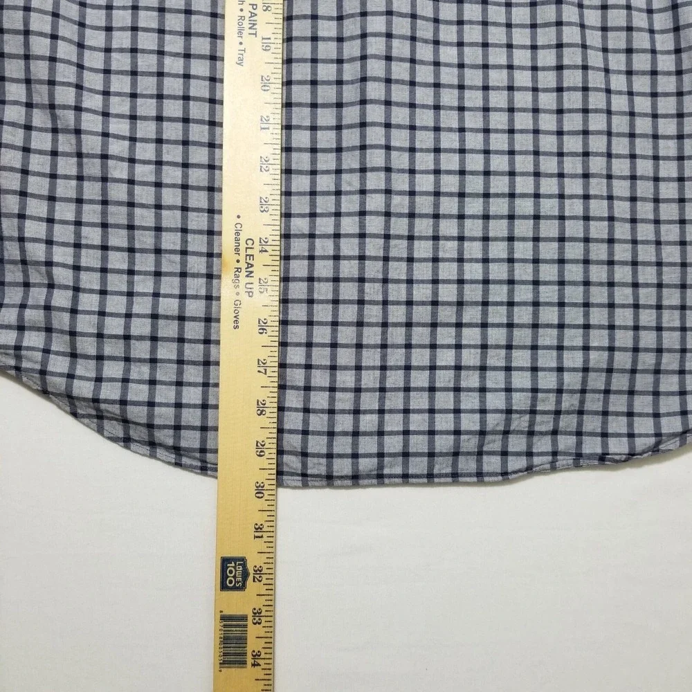 J. Crew Factory Button Front Shirt Mens Size M Blue Gray Checked Casual.